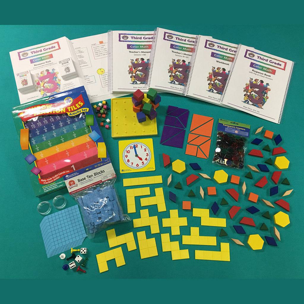 Colored Math Link Third Grade Color Math Curriculum with Manipulative Kit